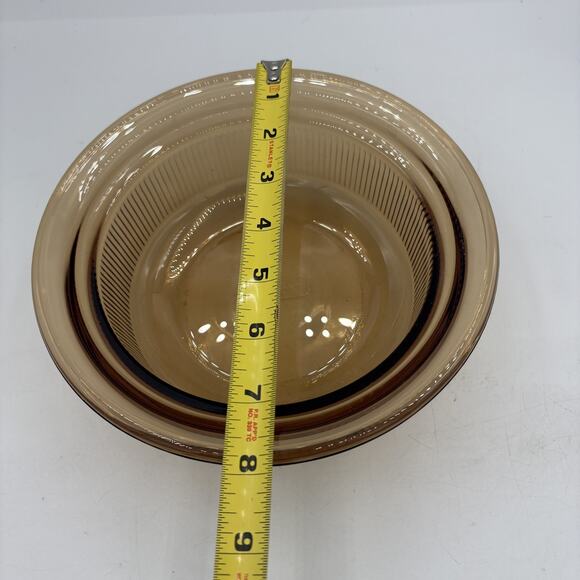 Vintage Vision Corning USA Ribbed Glass Casserole Bowl Amber V-30-B‎ - Picture 2 of 8